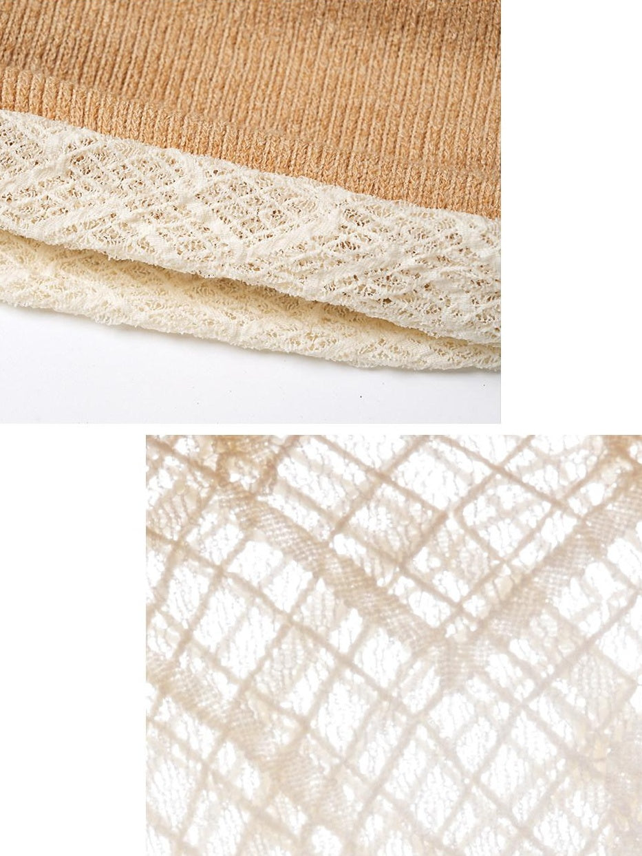 someonesometimes Stretchy Slim Fit Casual Plaid Patchwork Khaki Women Knit Long Sleeve T-Shirts