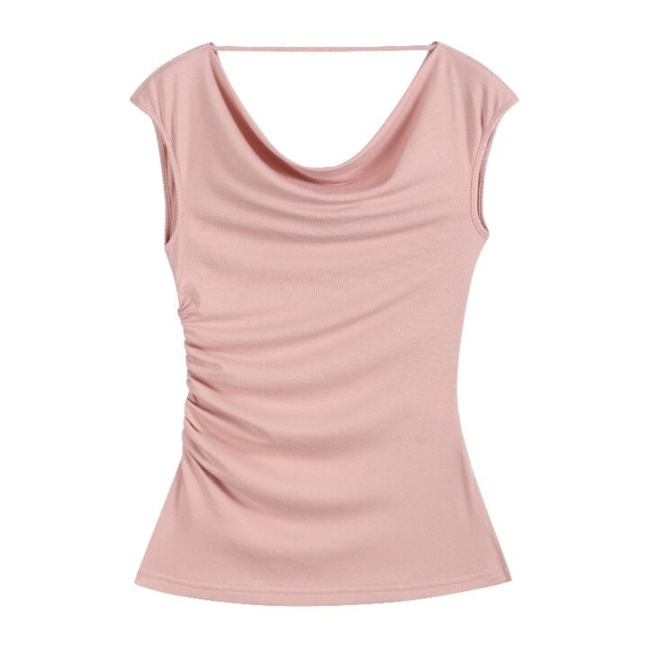 someonesometimes_Tencel_Cotton_Slim_Fit_Drawstring_Casual_Women_Short_Sleeve_T-Shirts_MISSTT