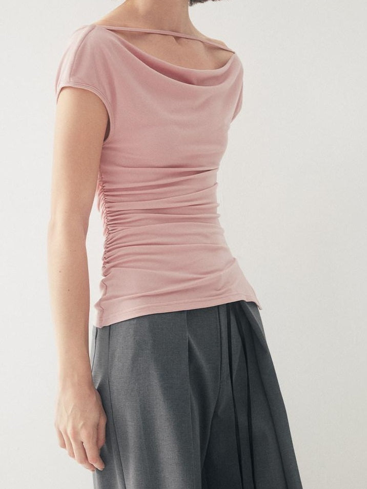 someonesometimes Tencel Cotton Slim Fit Drawstring Casual Women Short Sleeve T-Shirts