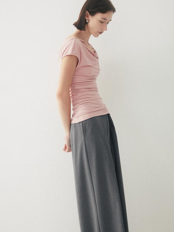 someonesometimes Tencel Cotton Slim Fit Drawstring Casual Women Short Sleeve T-Shirts