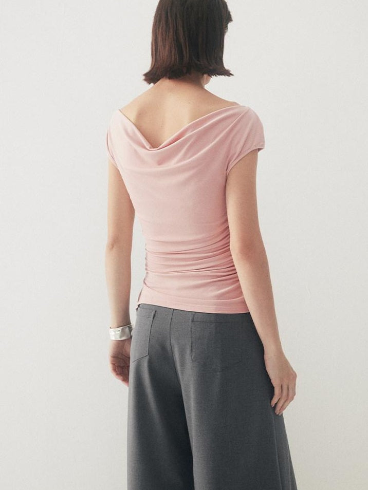 someonesometimes Tencel Cotton Slim Fit Drawstring Casual Women Short Sleeve T-Shirts