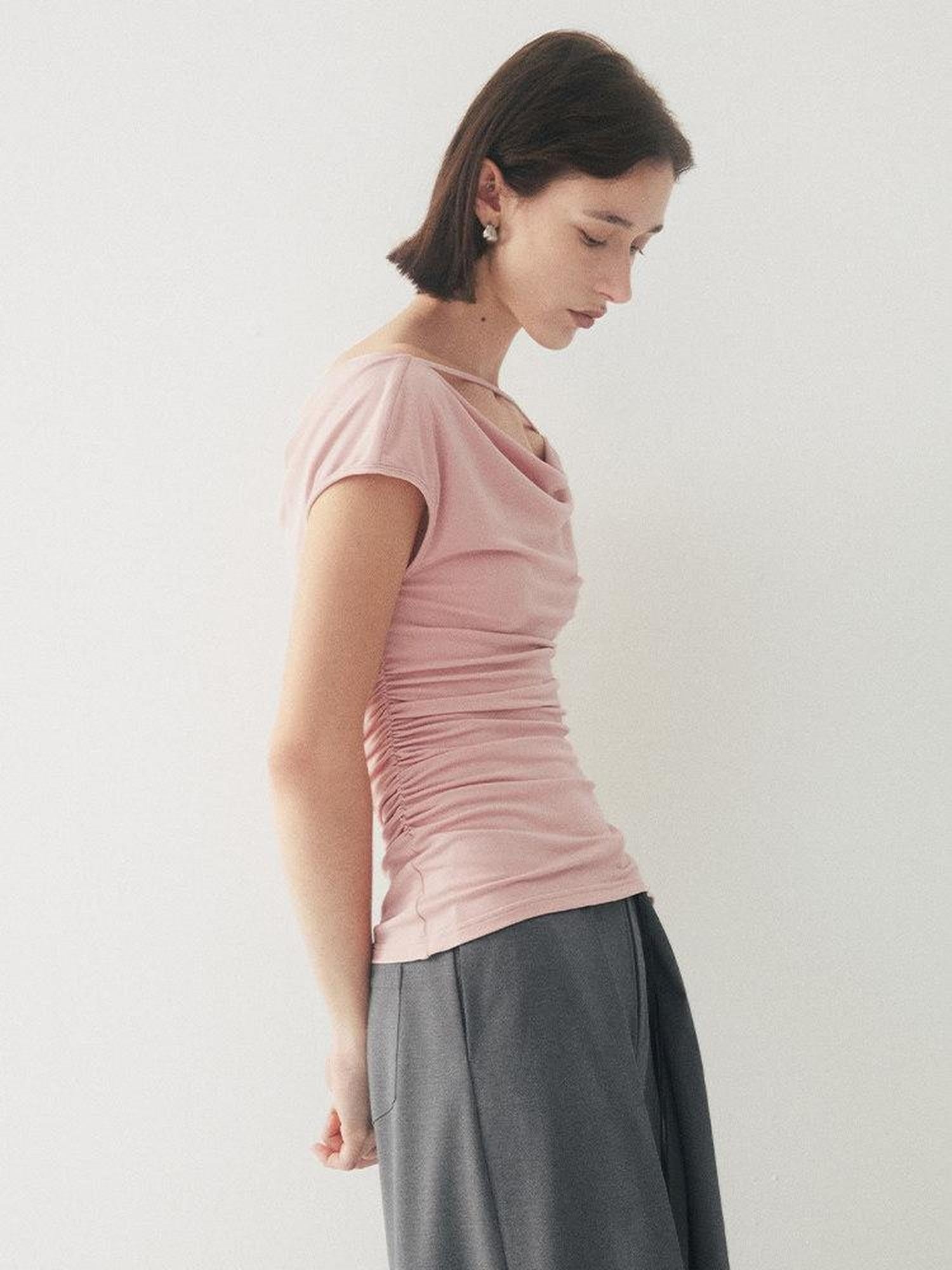 someonesometimes Tencel Cotton Slim Fit Drawstring Casual Women Short Sleeve T-Shirts