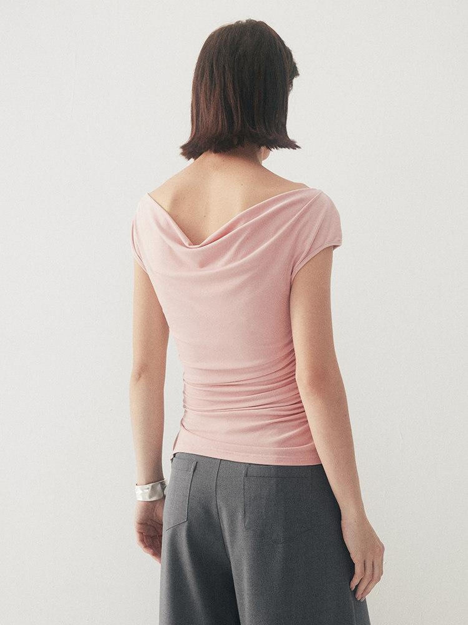 someonesometimes Tencel Cotton Slim Fit Drawstring Casual Women Short Sleeve T-Shirts