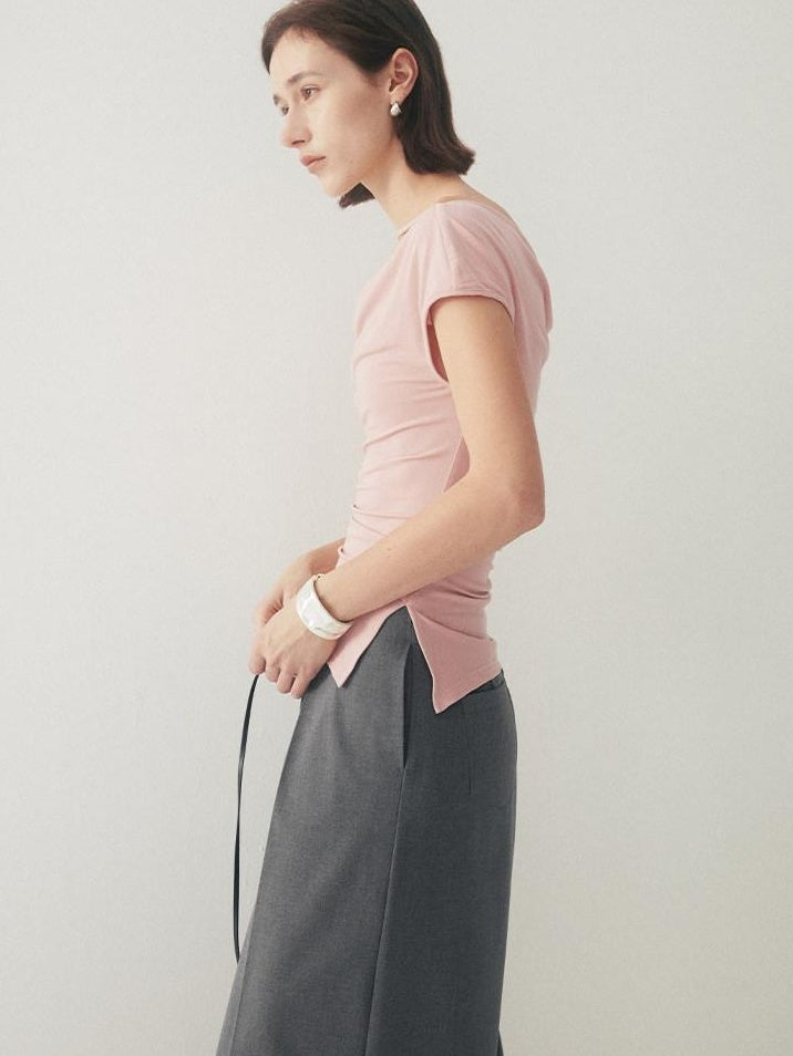 someonesometimes Tencel Cotton Slim Fit Drawstring Casual Women Short Sleeve T-Shirts
