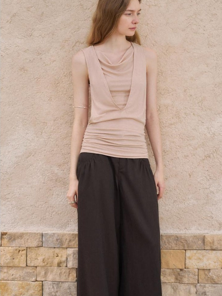 someonesometimes Unique Patchwork Lyocell Blend Slim Fit Strappy Women Coral Pink Tank Tops