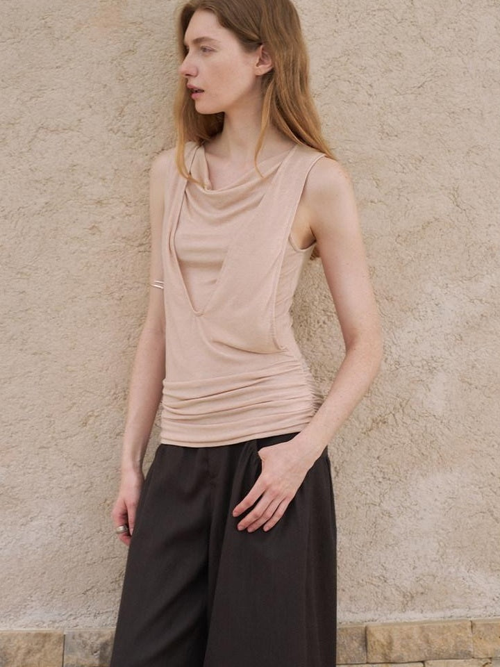 someonesometimes Unique Patchwork Lyocell Blend Slim Fit Strappy Women Coral Pink Tank Tops