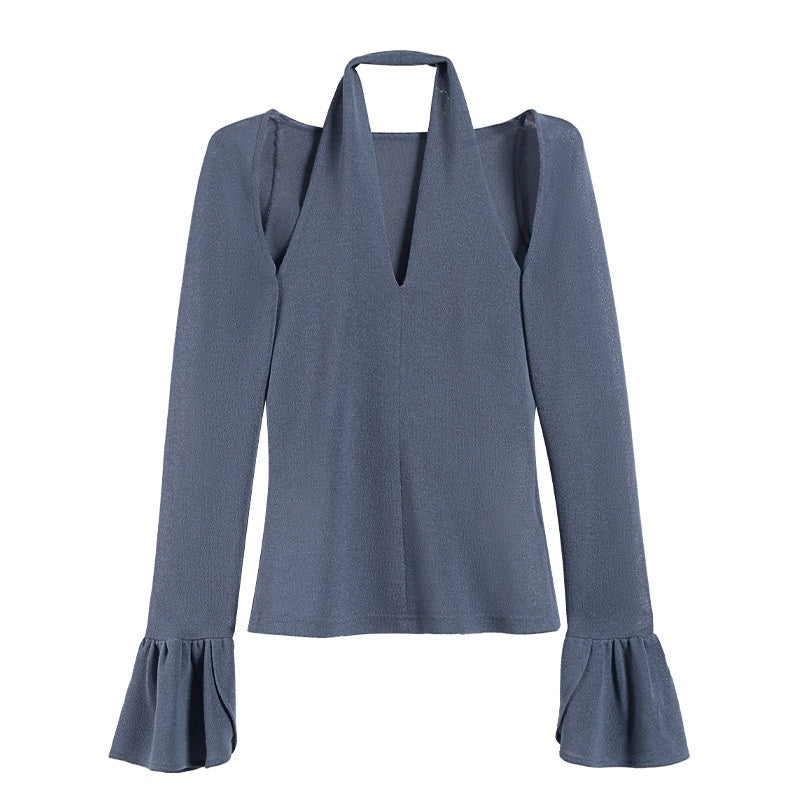 someonesometimes_Uv_Protective_Sexy_Slim_Fit_Bell_Sleeve_Cerulean_Blue_Long_Sleeve_T-Shirts_MISSTT