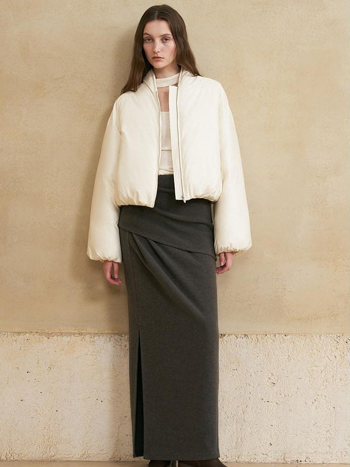 someonesometimes Versatile Lined Knit Slit Straight H Line Mid Waist Women Casual Maxi Skirts
