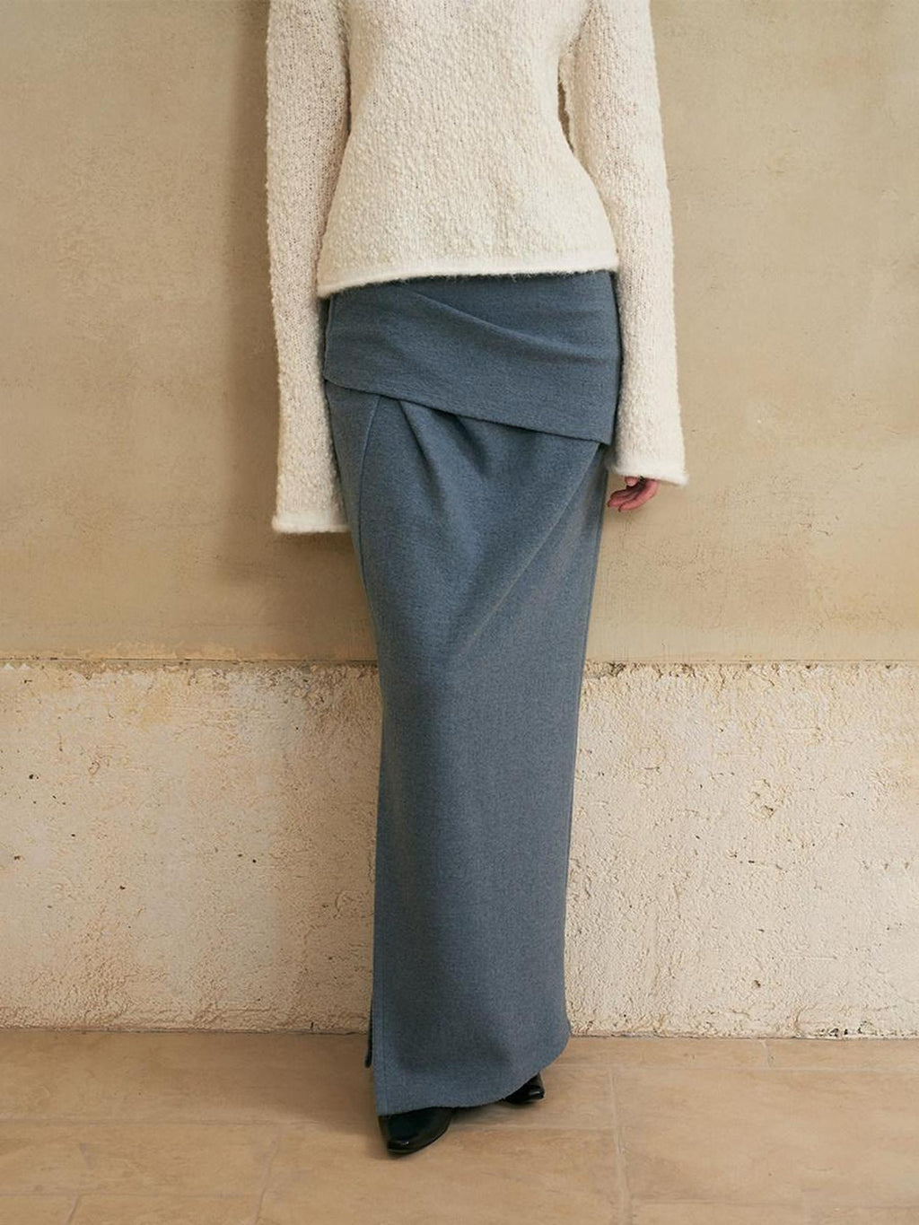 someonesometimes Versatile Lined Knit Slit Straight H Line Mid Waist Women Casual Maxi Skirts