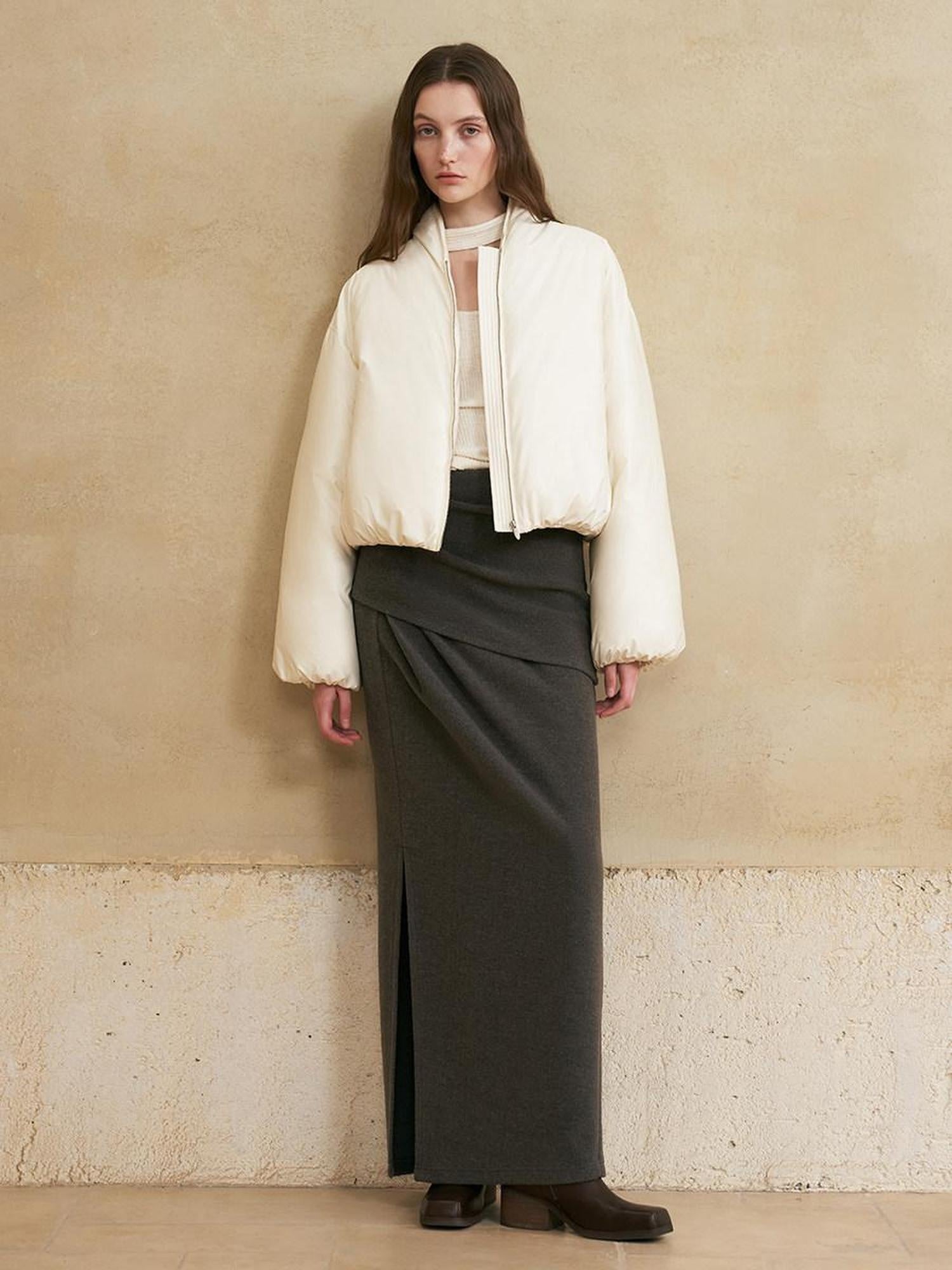 someonesometimes Versatile Lined Knit Slit Straight H Line Mid Waist Women Casual Maxi Skirts