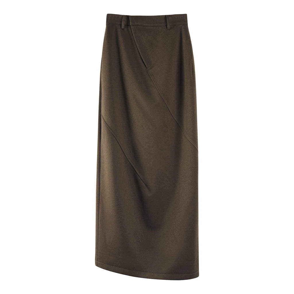someonesometimes_Versatile_Olive_Brown_Mid_Waist_Back_Slit_H_Line_Polyester_Midi_Skirts_MISSTT