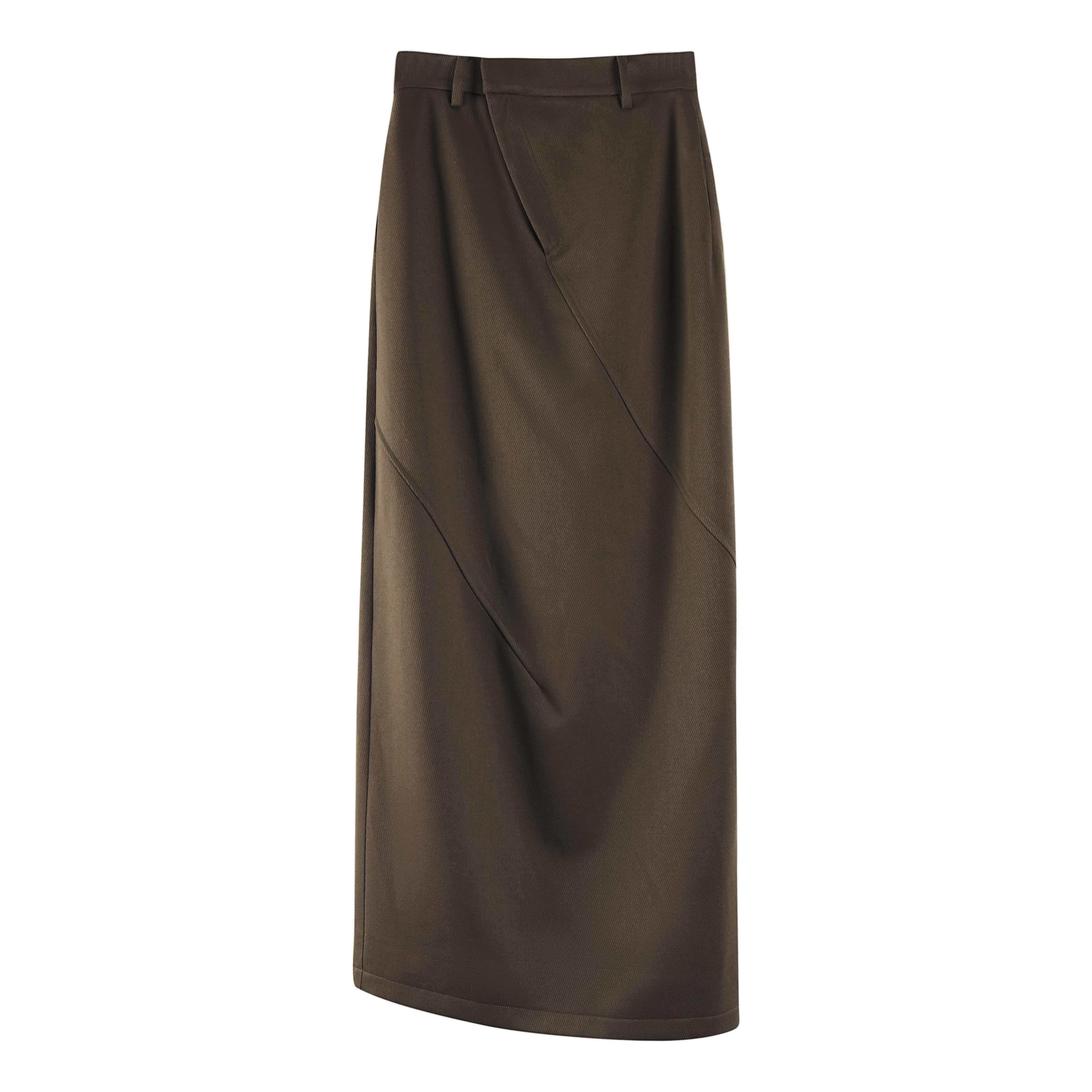 someonesometimes_Versatile_Olive_Brown_Mid_Waist_Back_Slit_H_Line_Polyester_Midi_Skirts_MISSTT