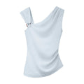 someonesometimes_Versatile_Patchwork_Slim_Asymmetric_Shoulder_Women_Solid_Short_Sleeve_T-Shirts_MISSTT