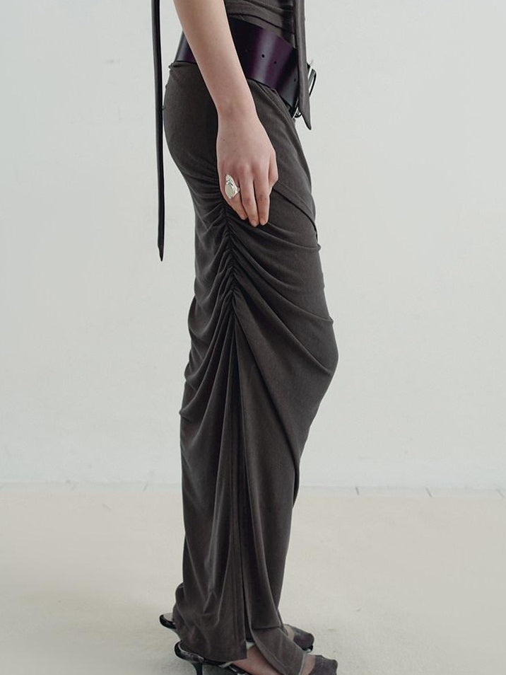 someonesometimes Versatile Pleated Tie Cami Slim Fit Lyocell Linen Blend Women Top & Skirt Sets