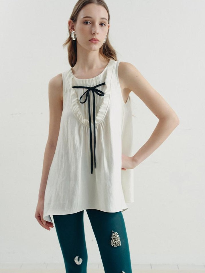someonesometimes Versatile Ruffle Trim Slim Fit Viscose Blend Women Solid Color Tank Tops