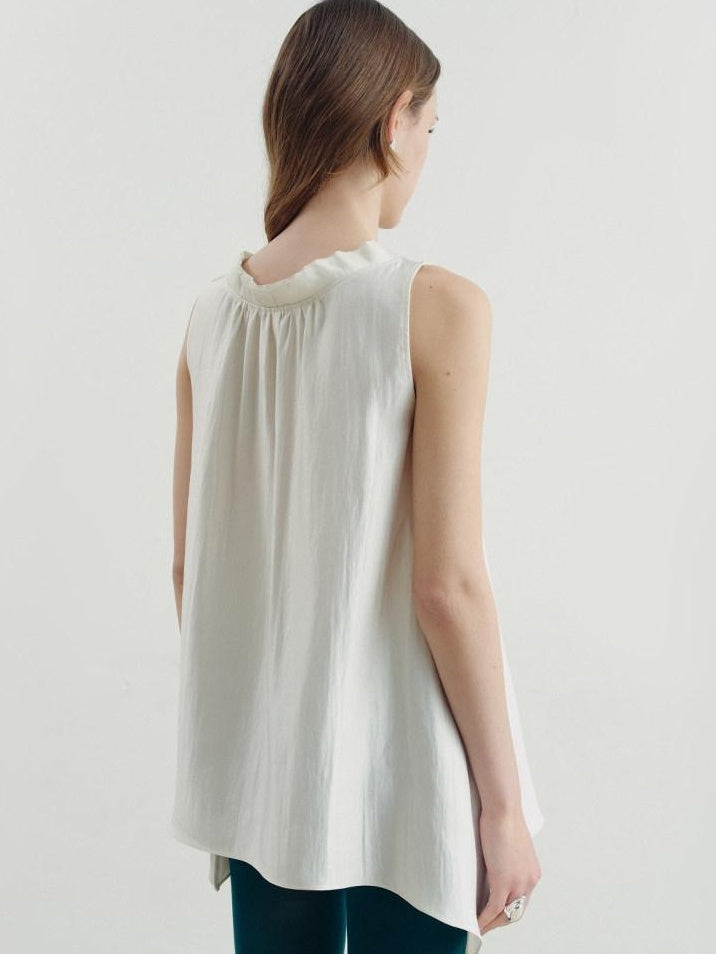 someonesometimes Versatile Ruffle Trim Slim Fit Viscose Blend Women Solid Color Tank Tops
