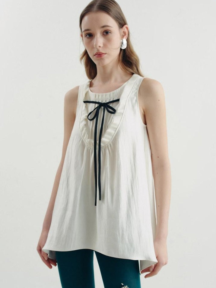 someonesometimes Versatile Ruffle Trim Slim Fit Viscose Blend Women Solid Color Tank Tops