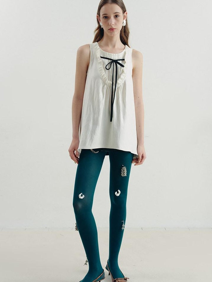 someonesometimes Versatile Ruffle Trim Slim Fit Viscose Blend Women Solid Color Tank Tops