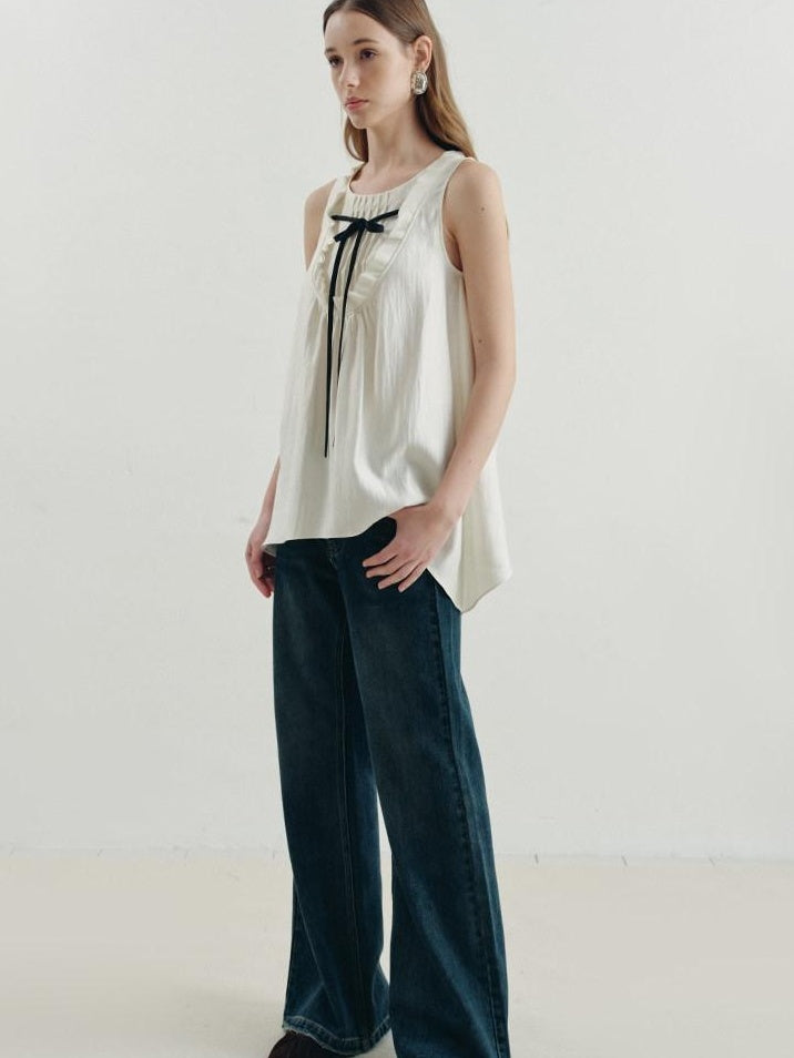 someonesometimes Versatile Ruffle Trim Slim Fit Viscose Blend Women Solid Color Tank Tops