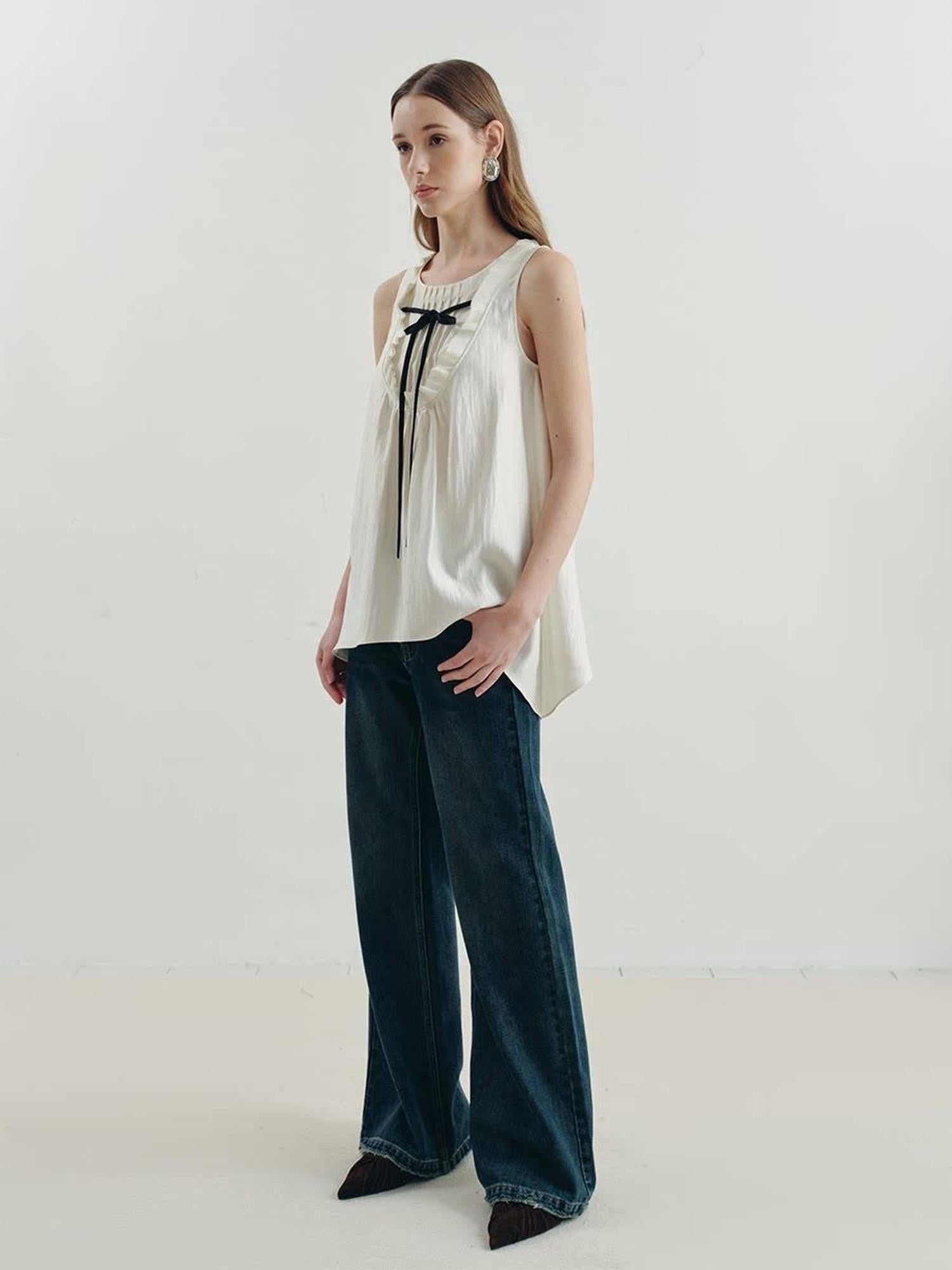 someonesometimes Versatile Ruffle Trim Slim Fit Viscose Blend Women Solid Color Tank Tops