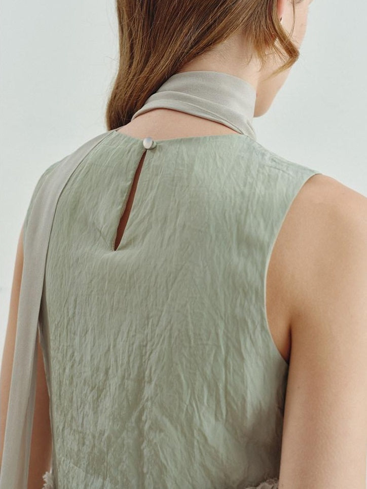 someonesometimes Versatile Viscose Blend Slim Lettuce Edge Camisole Cardamom Green Tank Tops