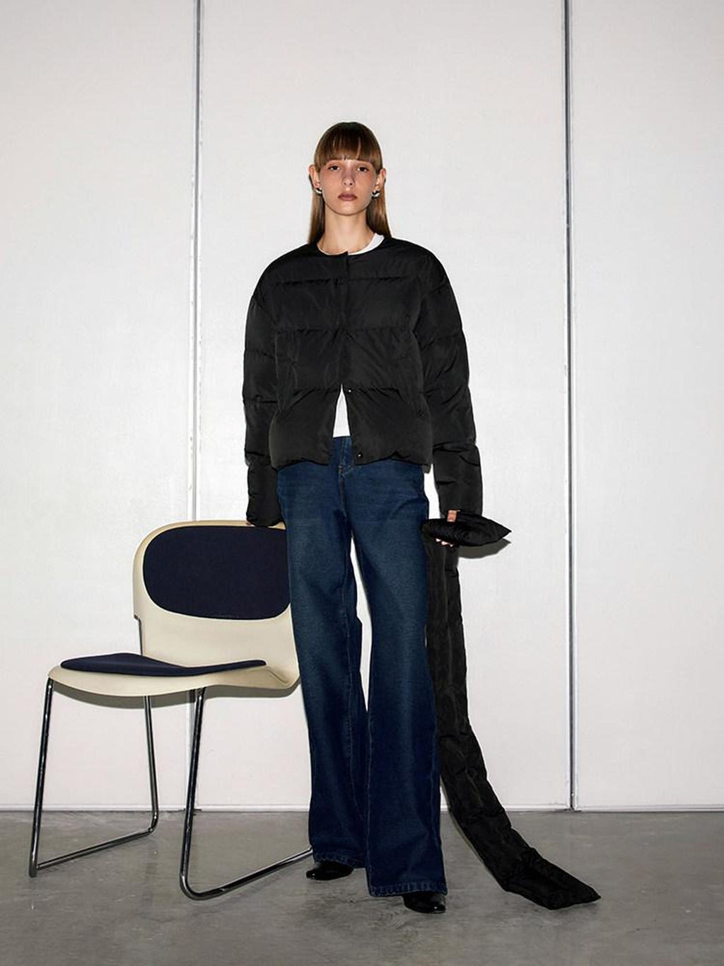 someonesometimes Vintage Blue Natural Waist Relaxed Fit Casual Polyester Wide Leg Jeans