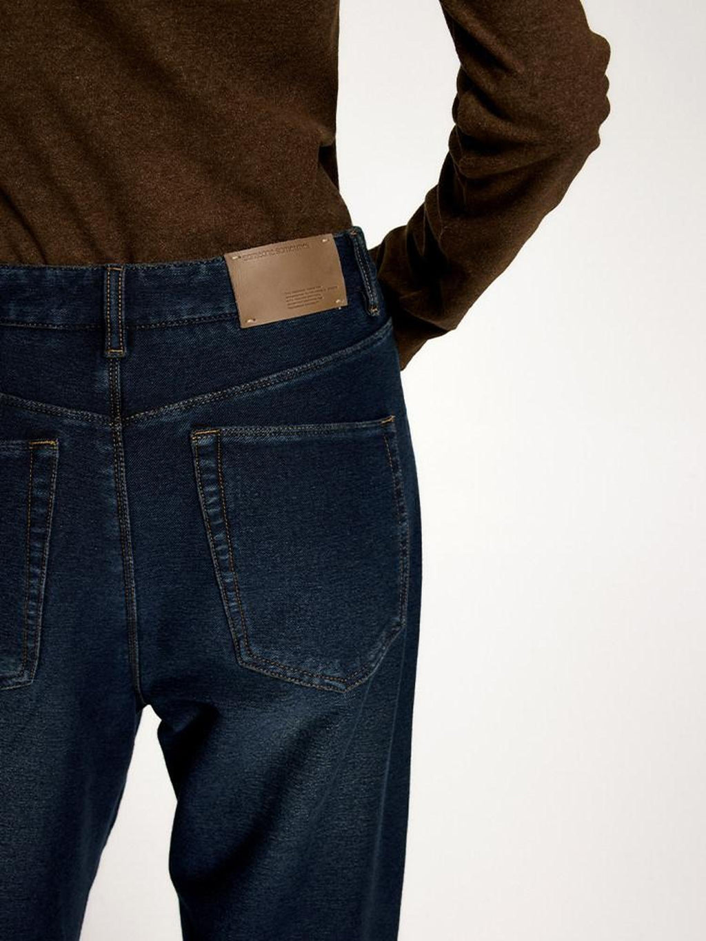 someonesometimes Vintage Blue Natural Waist Relaxed Fit Casual Polyester Wide Leg Jeans