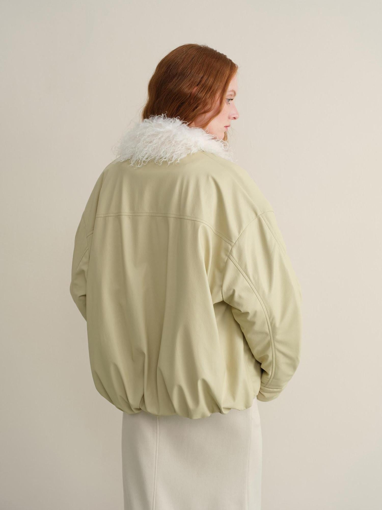 someonesometimes Vintage Oversized Patchwork Pu Lapel Women Reed Yellow Leather Jackets
