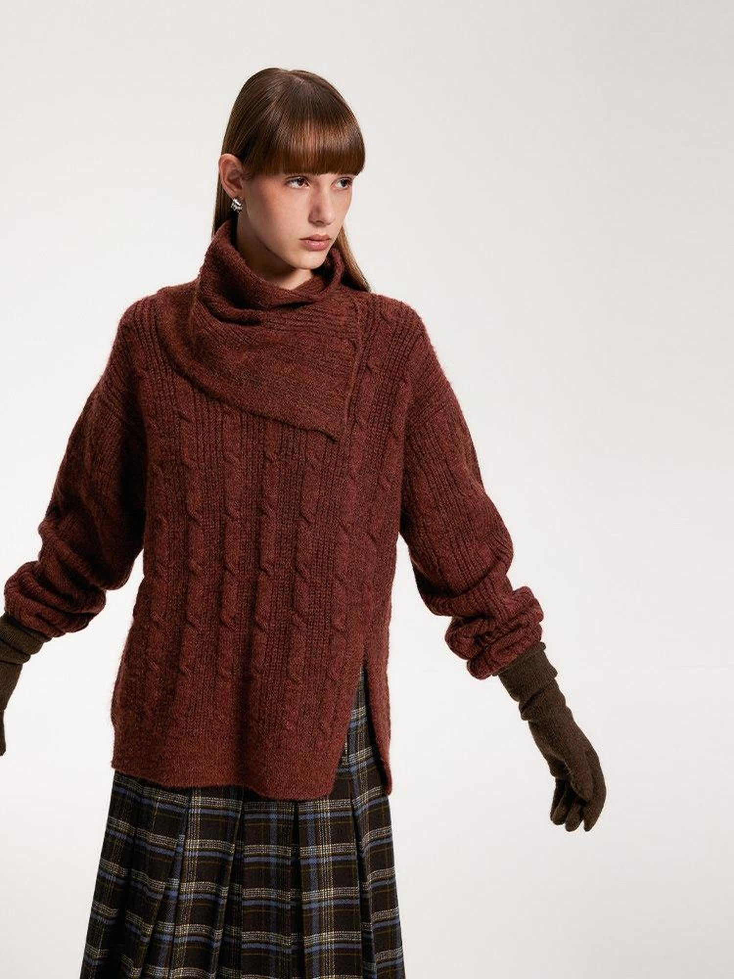 someonesometimes Vintage Red Turtleneck Commuter Pullover Knitwear Acrylic Wool Sweaters