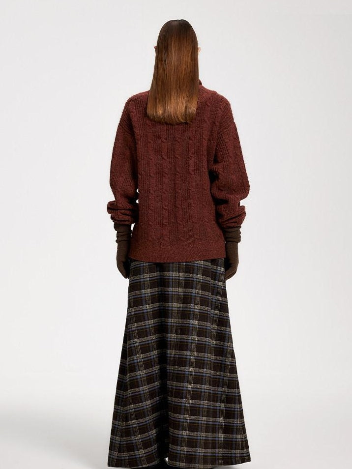 someonesometimes Vintage Red Turtleneck Commuter Pullover Knitwear Acrylic Wool Sweaters