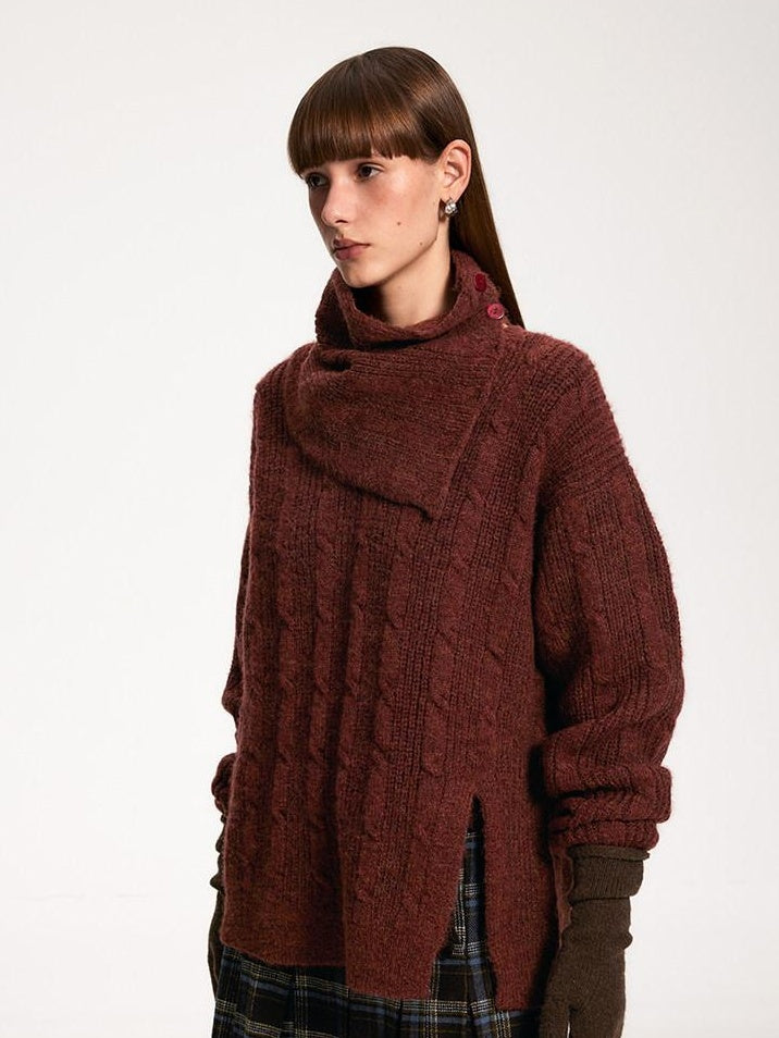 someonesometimes Vintage Red Turtleneck Commuter Pullover Knitwear Acrylic Wool Sweaters