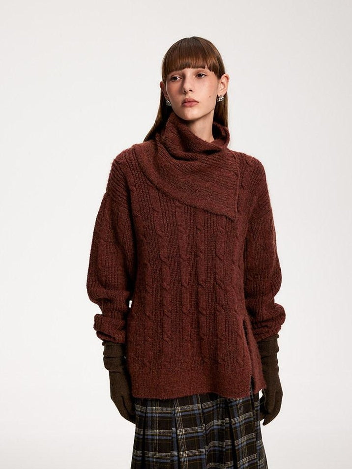 someonesometimes Vintage Red Turtleneck Commuter Pullover Knitwear Acrylic Wool Sweaters