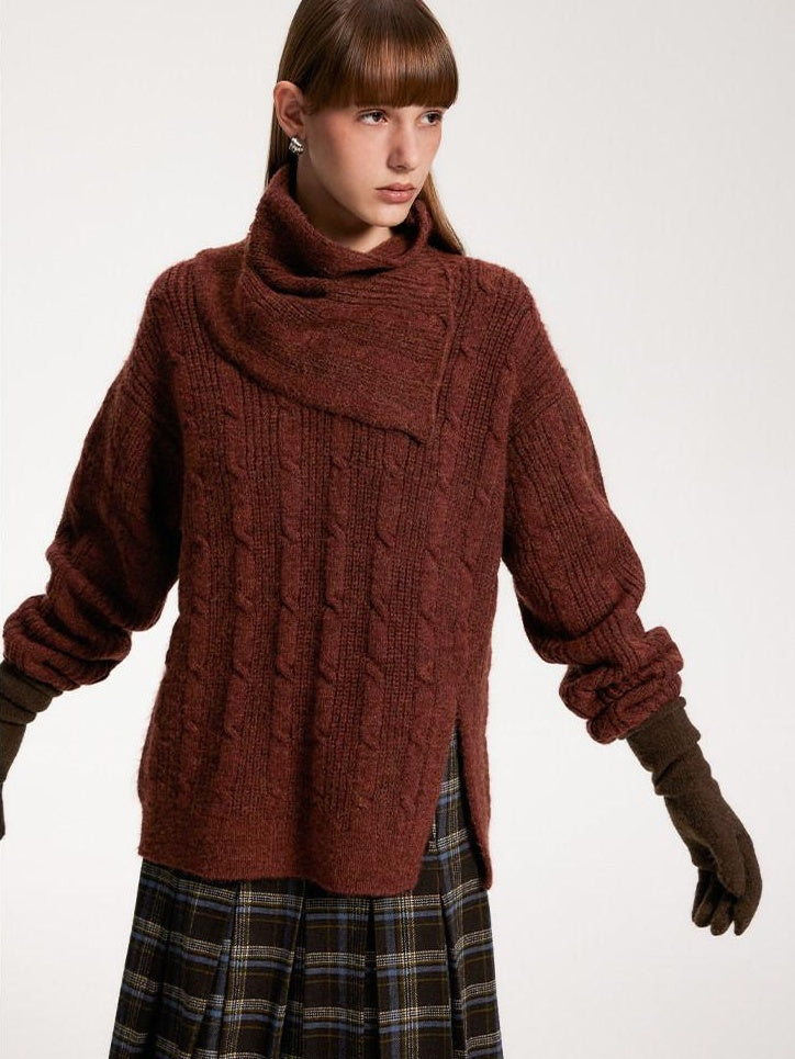 someonesometimes Vintage Red Turtleneck Commuter Pullover Knitwear Acrylic Wool Sweaters