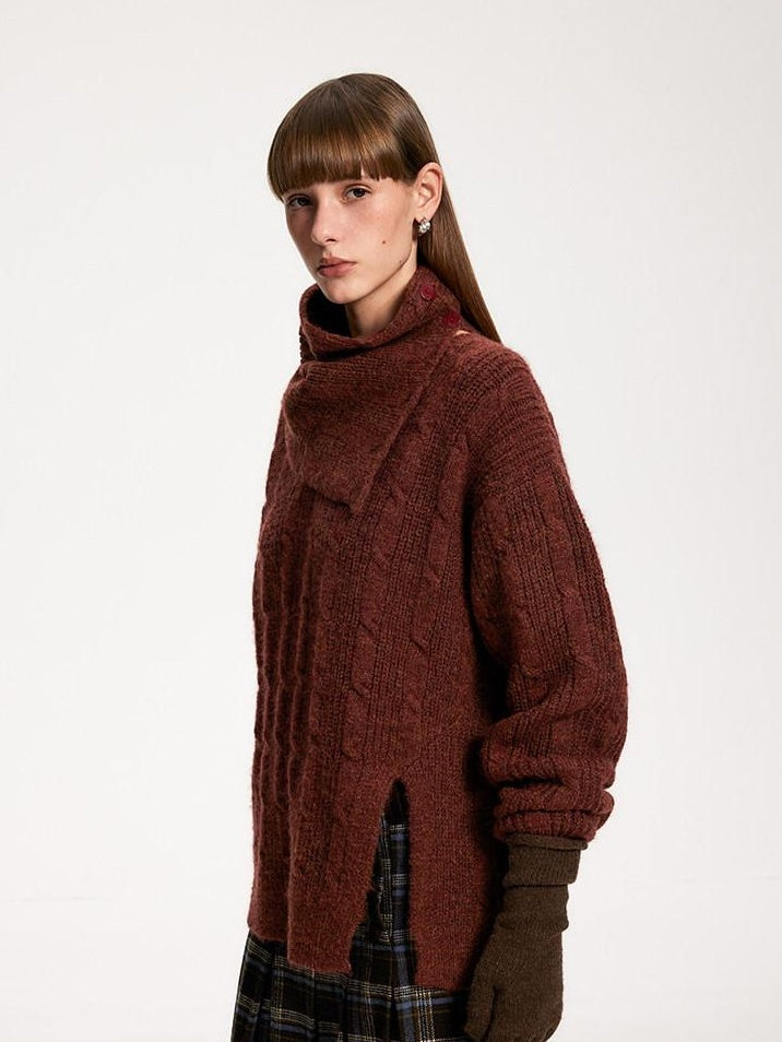 someonesometimes Vintage Red Turtleneck Commuter Pullover Knitwear Acrylic Wool Sweaters