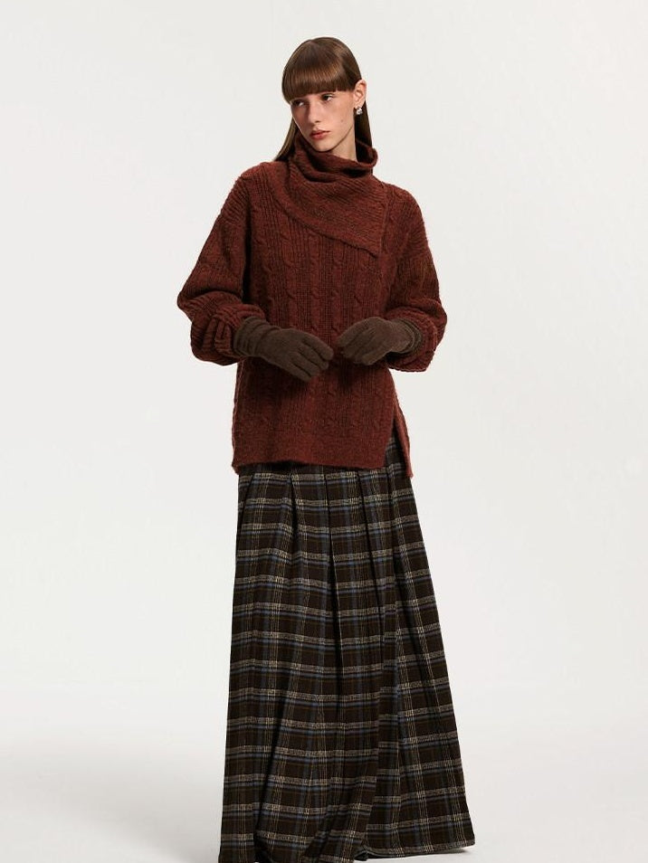 someonesometimes Vintage Red Turtleneck Commuter Pullover Knitwear Acrylic Wool Sweaters