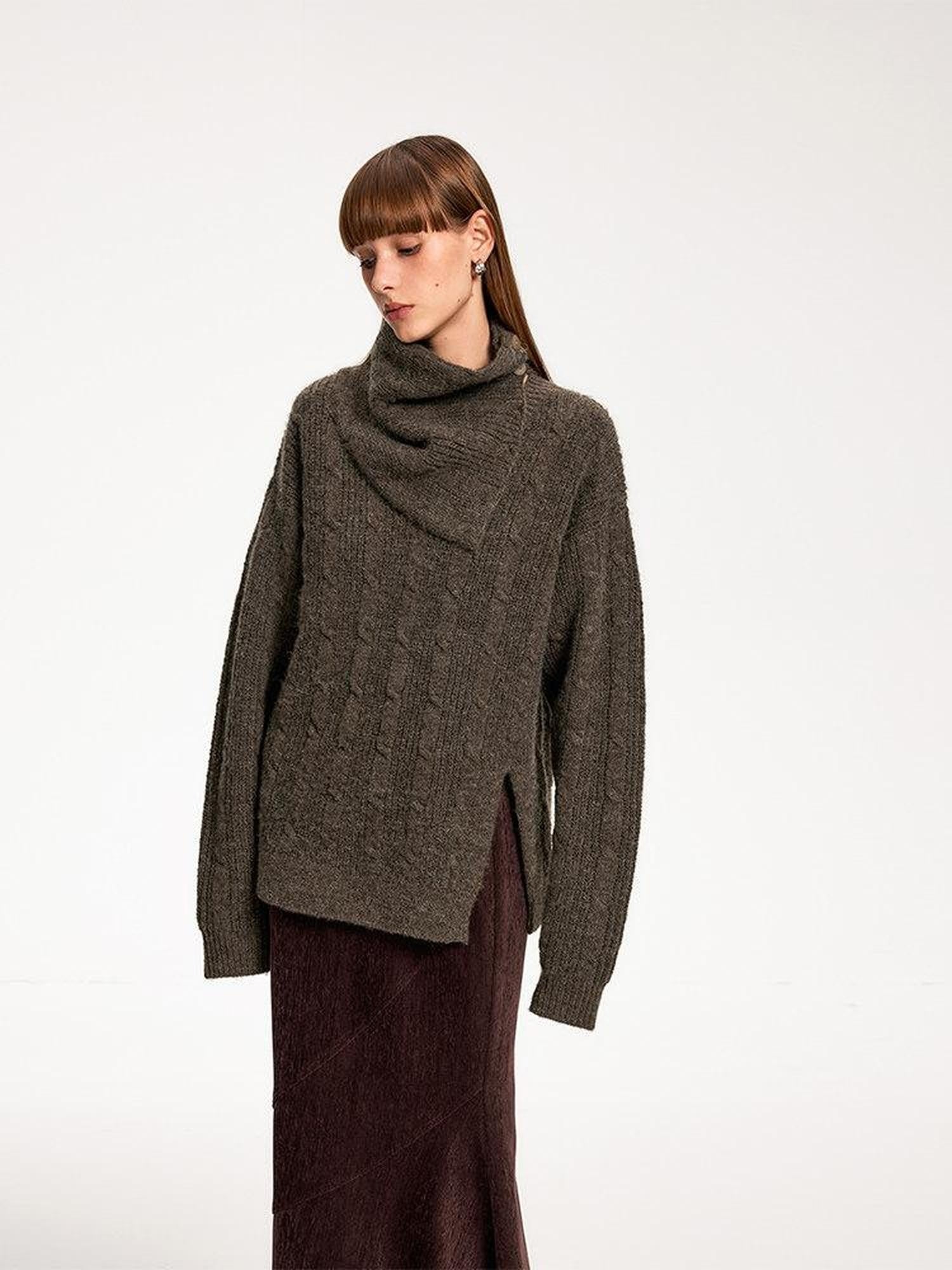 someonesometimes Vintage Red Turtleneck Commuter Pullover Knitwear Acrylic Wool Sweaters