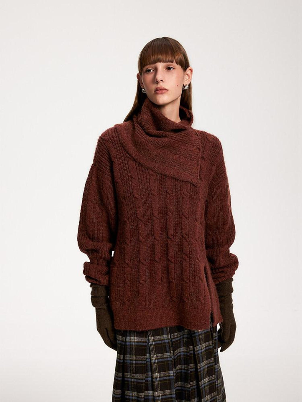 someonesometimes Vintage Red Turtleneck Commuter Pullover Knitwear Acrylic Wool Sweaters