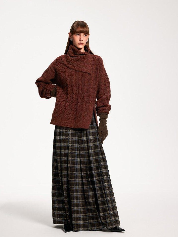 someonesometimes Vintage Red Turtleneck Commuter Pullover Knitwear Acrylic Wool Sweaters