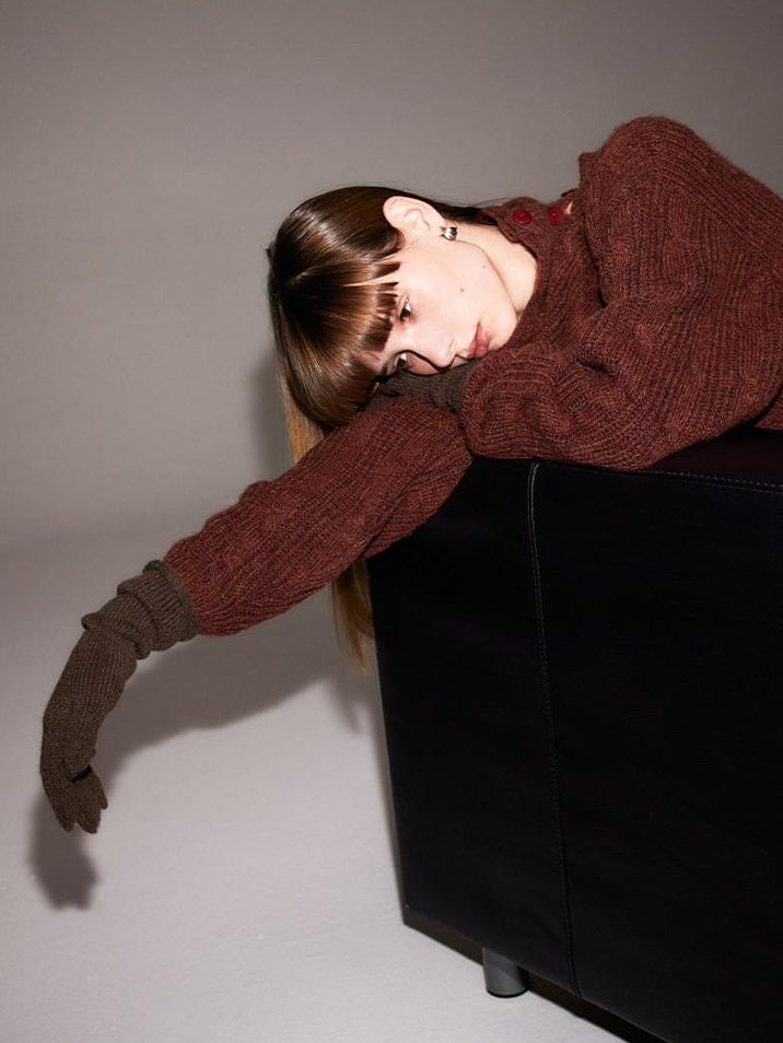 someonesometimes Vintage Red Turtleneck Commuter Pullover Knitwear Acrylic Wool Sweaters