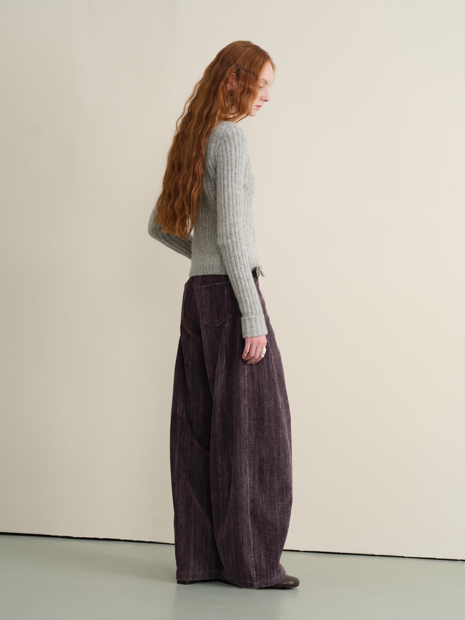 someonesometimes Vintage Washed Balloon Natural Waist Cotton Casual Women Purple Wide Leg Pants