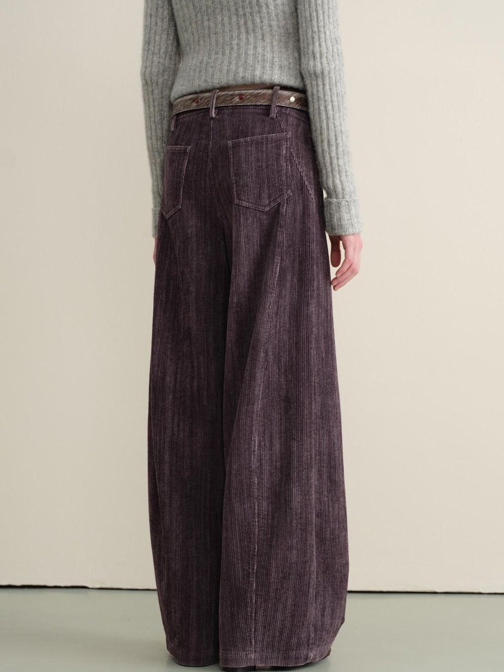someonesometimes Vintage Washed Balloon Natural Waist Cotton Casual Women Purple Wide Leg Pants