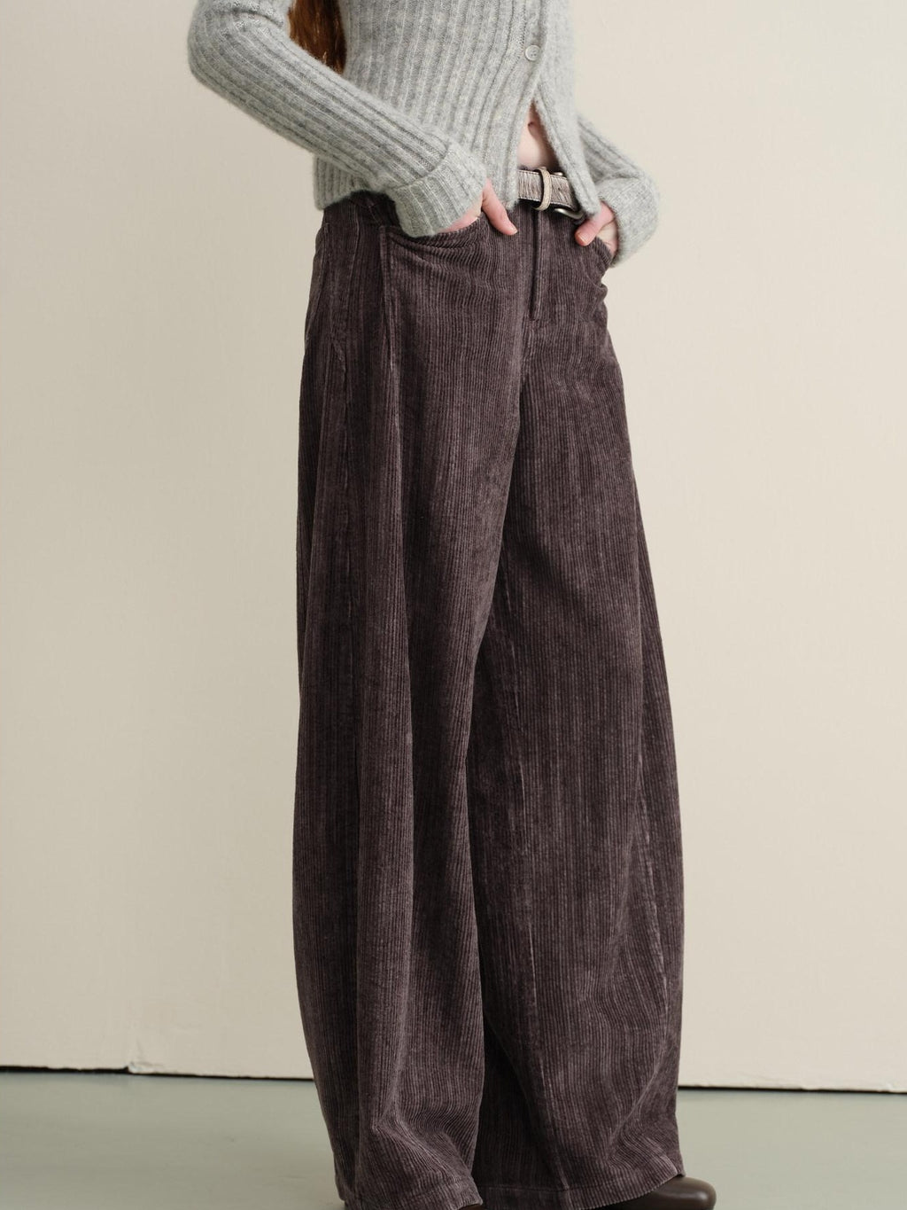 someonesometimes Vintage Washed Balloon Natural Waist Cotton Casual Women Purple Wide Leg Pants