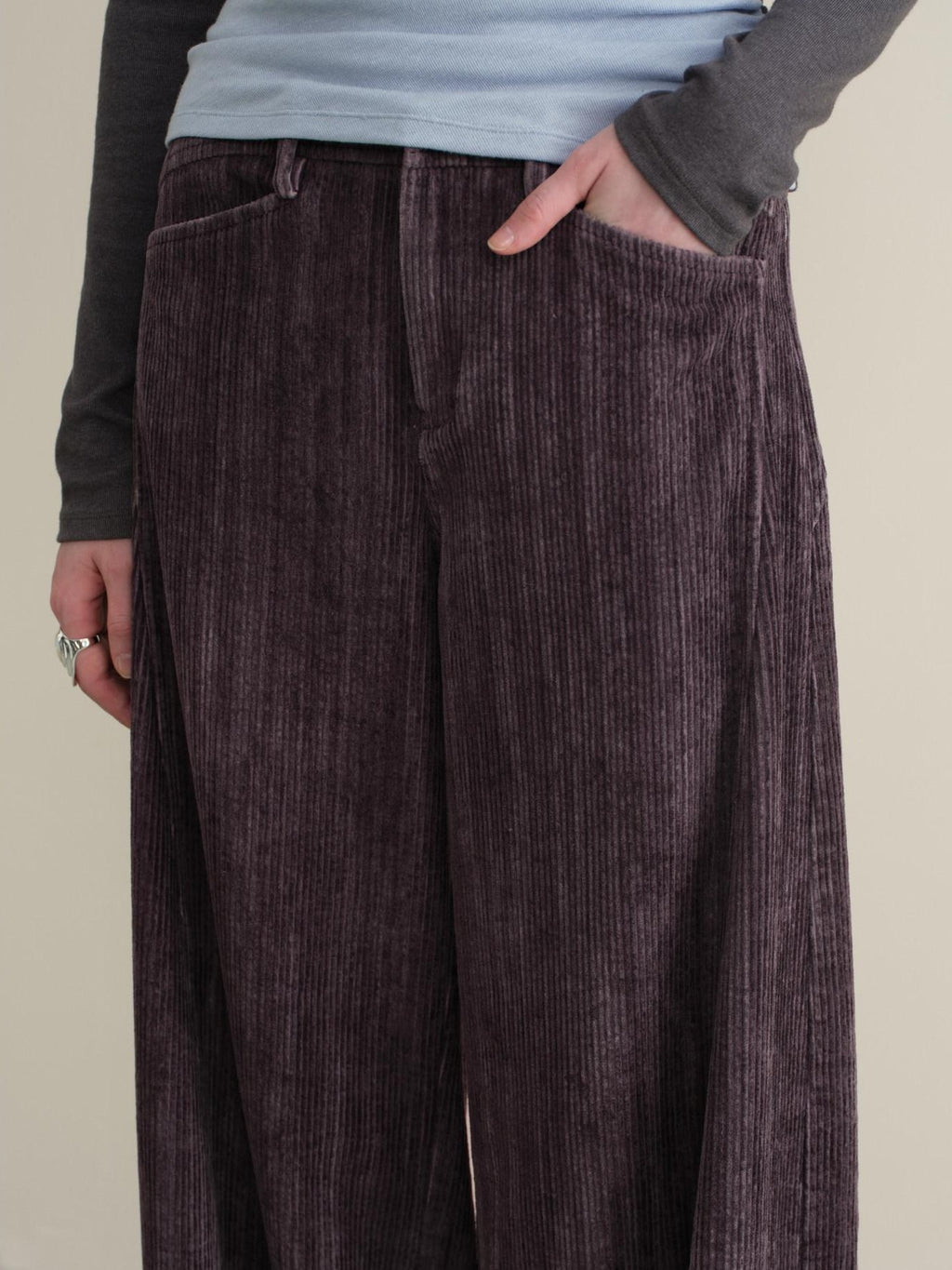 someonesometimes Vintage Washed Balloon Natural Waist Cotton Casual Women Purple Wide Leg Pants