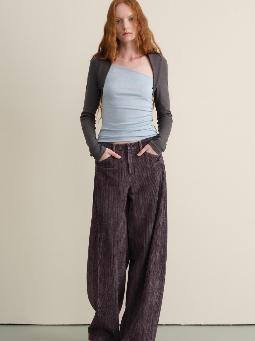 someonesometimes Vintage Washed Balloon Natural Waist Cotton Casual Women Purple Wide Leg Pants