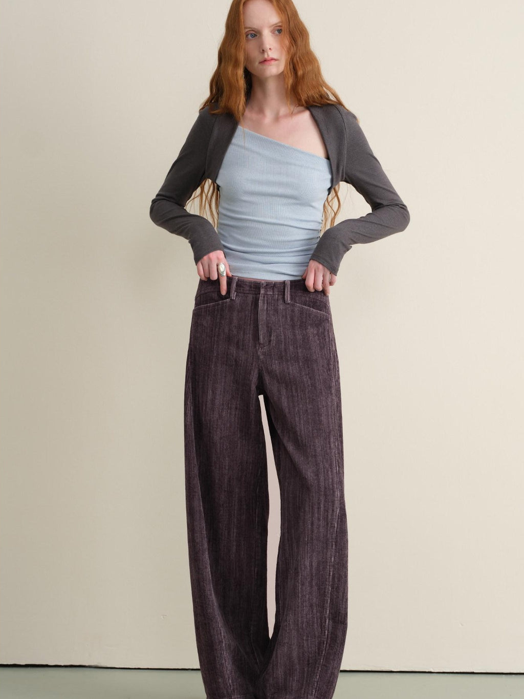 someonesometimes Vintage Washed Balloon Natural Waist Cotton Casual Women Purple Wide Leg Pants