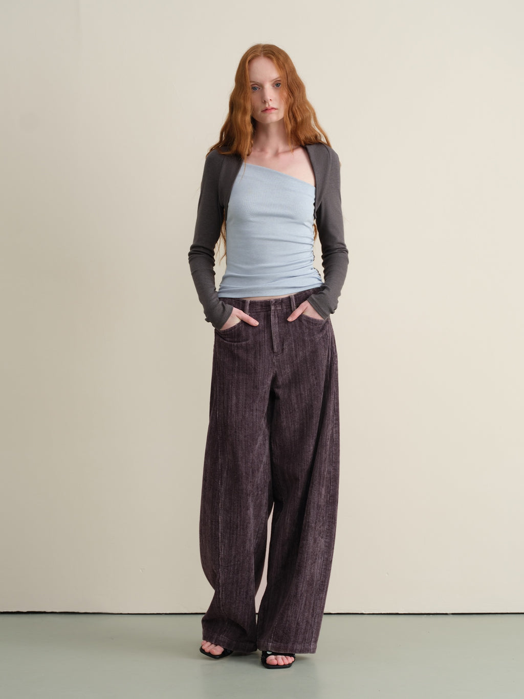 someonesometimes Vintage Washed Balloon Natural Waist Cotton Casual Women Purple Wide Leg Pants