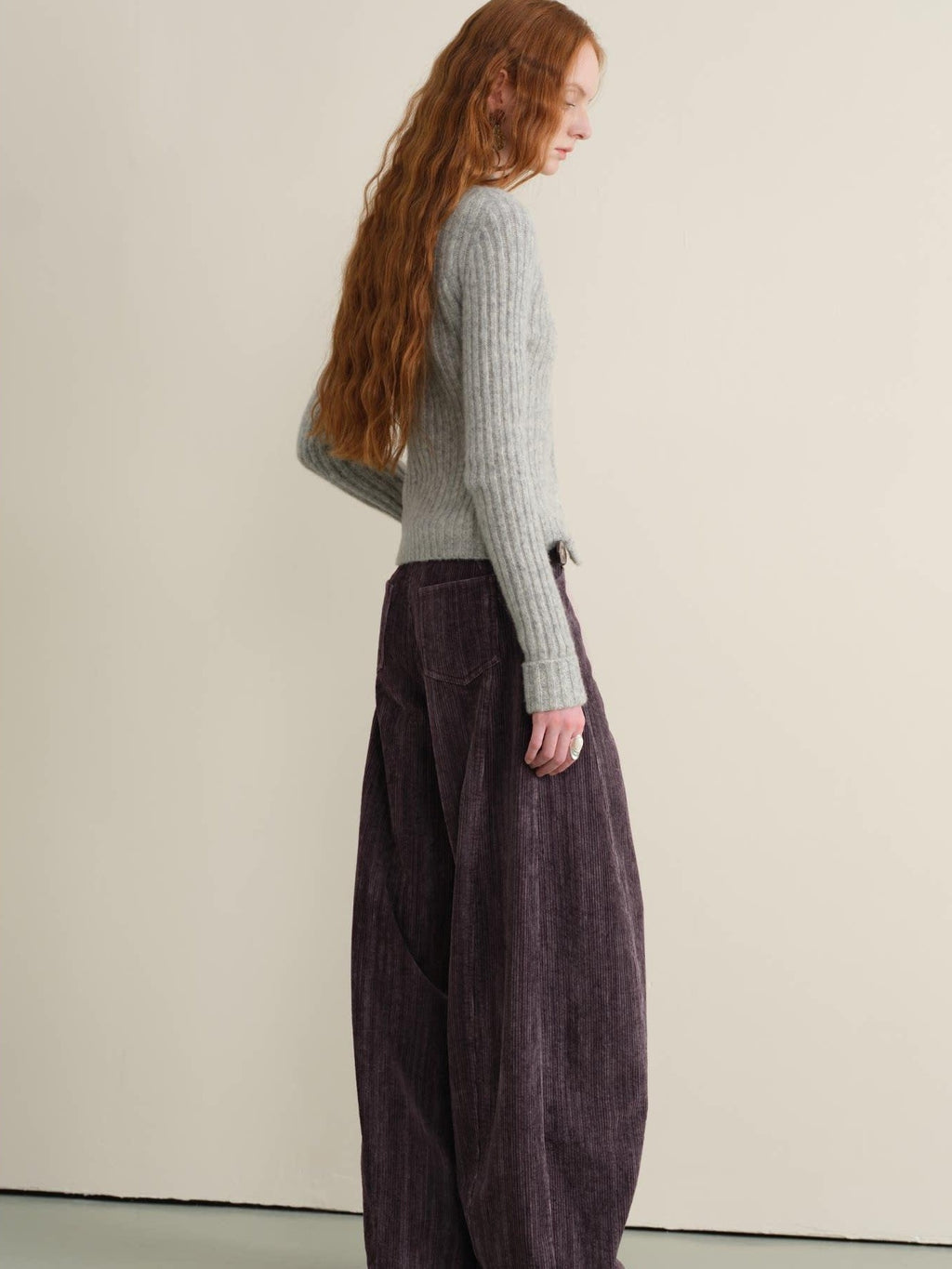 someonesometimes Vintage Washed Balloon Natural Waist Cotton Casual Women Purple Wide Leg Pants