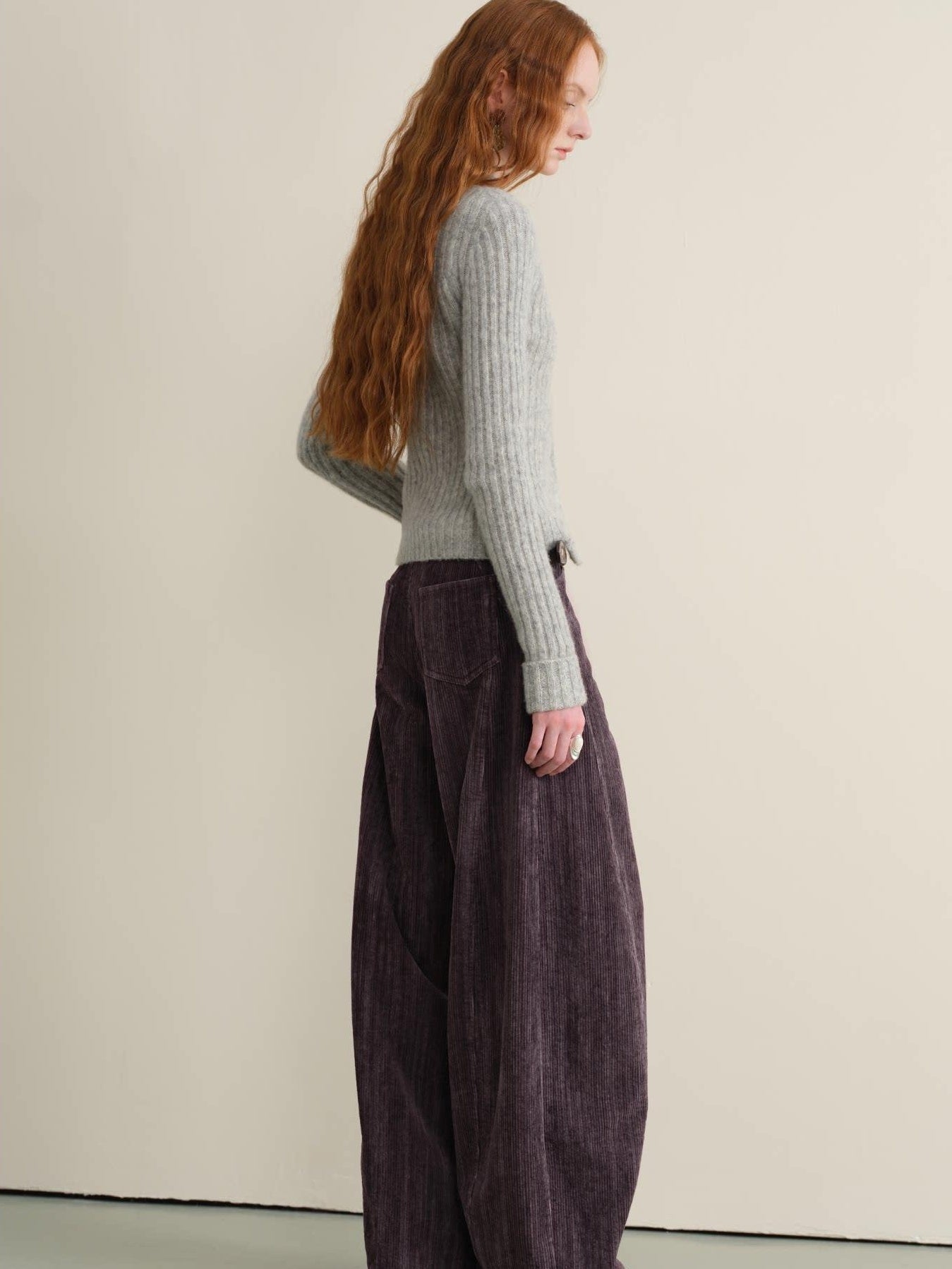 someonesometimes Vintage Washed Balloon Natural Waist Cotton Casual Women Purple Wide Leg Pants