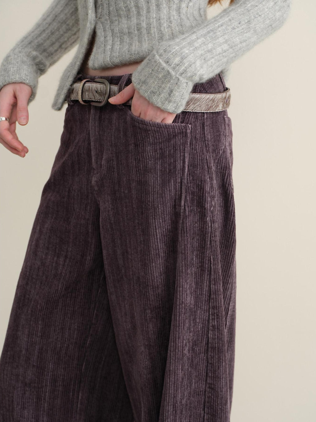 someonesometimes Vintage Washed Balloon Natural Waist Cotton Casual Women Purple Wide Leg Pants