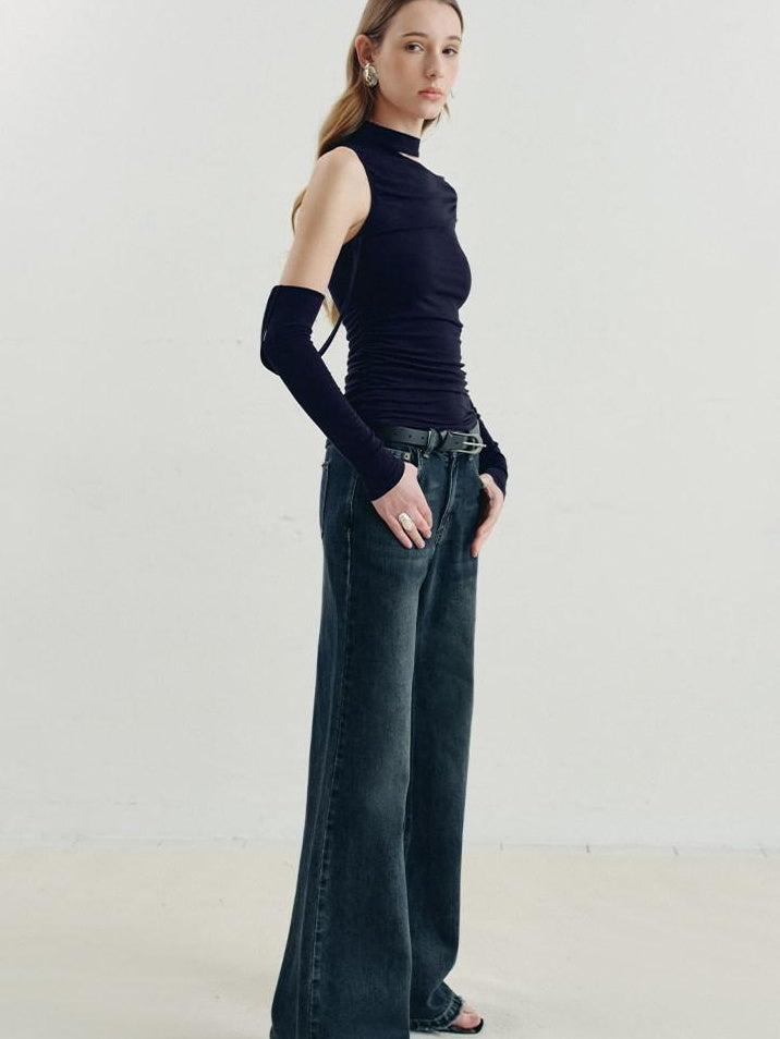 someonesometimes Viscose Cotton Blend Cutout Slim Fit Casual Women Asymmetric Neck Knit Sweaters
